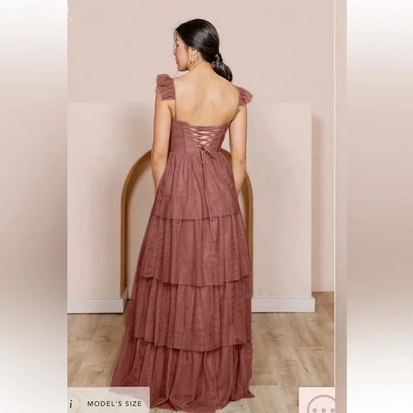 Revelry Tulle Poppy, Size 2, Cinnamon Rose - Picture 2 of 4